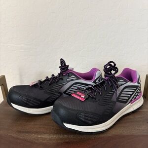 New Brahma Black and Purple Women's work Sneakers with composite Toe. 10.5